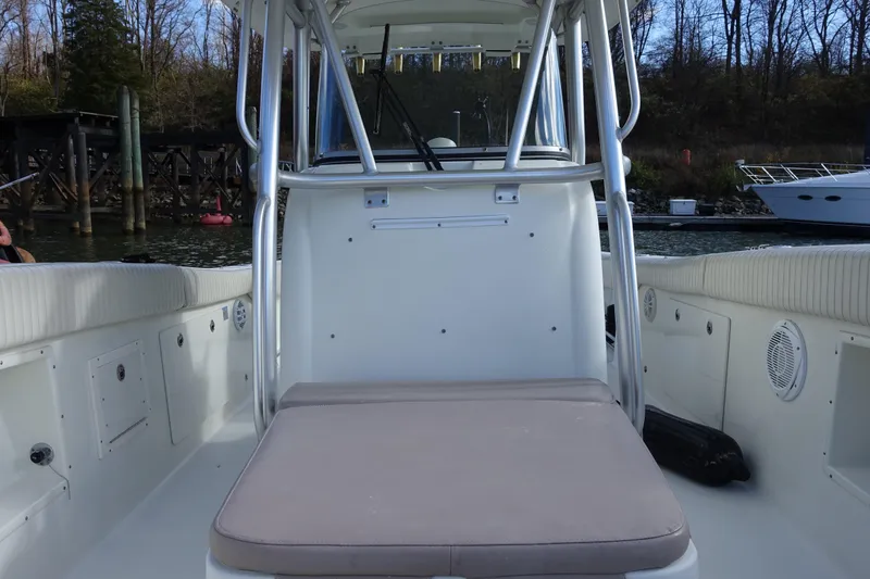 Slide: The Image of 2007 Hydra-Sports Vector 2900 CC boat with fishing rod holders against a blue sky. - 10