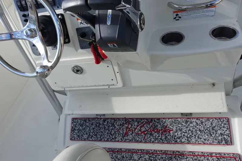 Slide: The Image of 2007 Hydra-Sports Vector 2900 CC boat interior with Raymarine equipment and sturdy metal framework. - 12