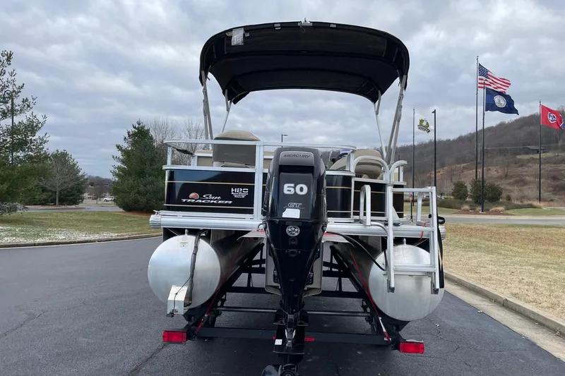Slide: The Image of 2020 Sun Tracker Bass Buggy 18 DLX pontoon boat with Mercury 60 HP engine. - 3
