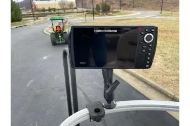 Slide: The Image of 2020 Sun Tracker Bass Buggy 18 DLX with Humminbird fish finder on display. - 7
