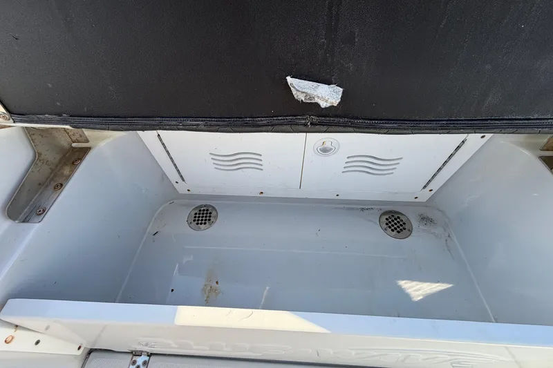 Slide: The Image of 2018 Blue Wave 2800 Pure Hybrid boat storage compartment with drainage holes. - 76