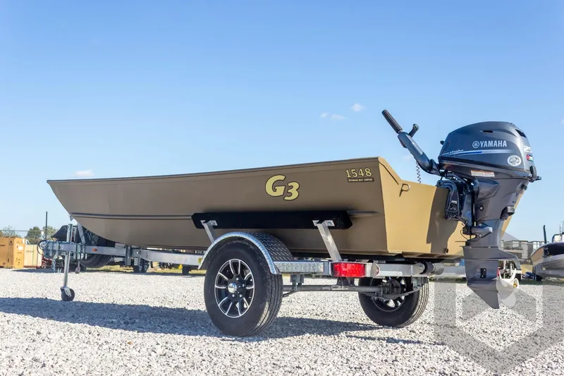 Slide: The Image of 2026 G3 Gator Tough 1548 VBW boat with Yamaha motor on trailer. - 16
