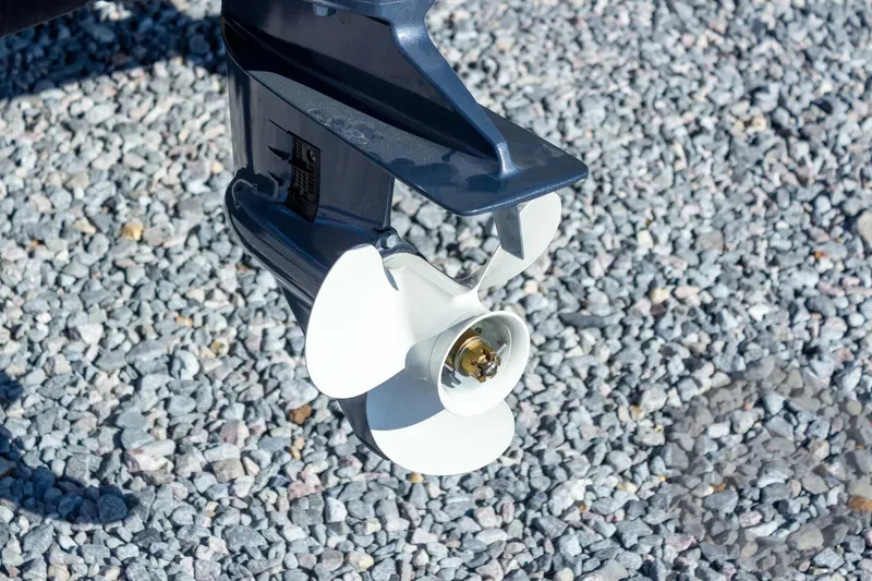 Slide: The Image of Propeller of 2026 G3 Gator Tough 1548 VBW boat on gravel surface. - 33