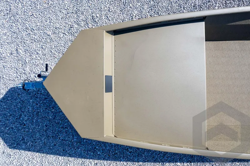 Slide: The Image of Top view of 2026 G3 Gator Tough 1548 VBW boat on gravel surface. - 35