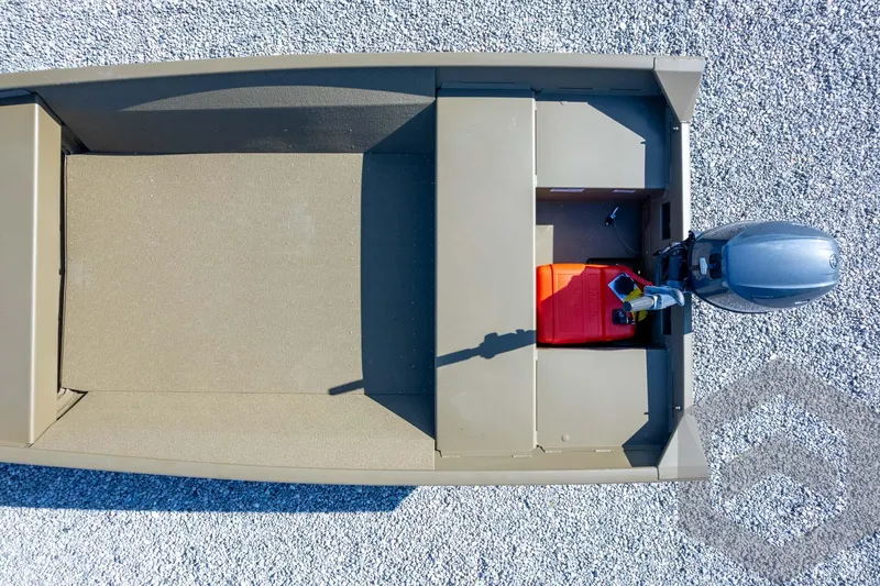 Slide: The Image of Top view of 2026 G3 Gator Tough 1548 VBW boat on gravel surface. - 36