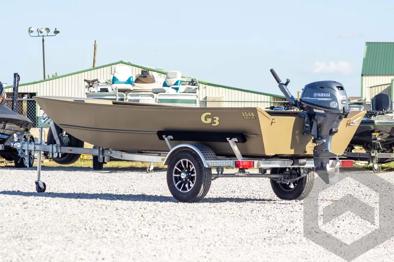 Slide: The Image of 2026 G3 Gator Tough 1548 VBW boat on trailer with Yamaha motor. - 8