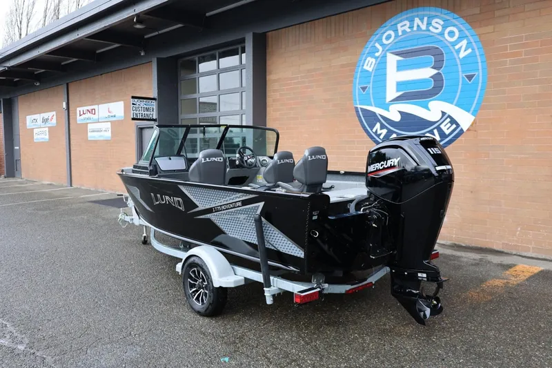 Slide: The Image of 2026 Lund 1775 Adventure Sport boat with Mercury engine at Bjornson Marine dealership. - 3