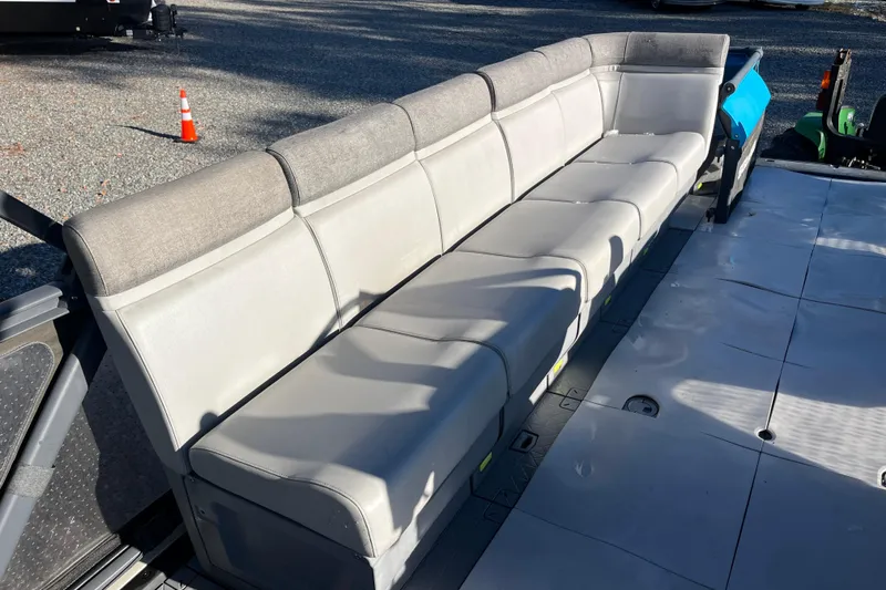 Slide: The Image of 2023 Sea-Doo Switch Cruise 21 boat interior with spacious seating. - 17