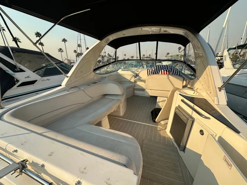 Slide: The Image of Interior of a 2012 Bayliner 335 Cruiser yacht in a marina. - 13