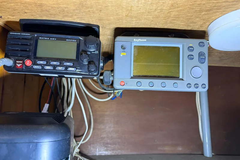 Slide: The Image of Marine radio and navigation equipment on 1992 Treworgy 65 Schooner. - 20