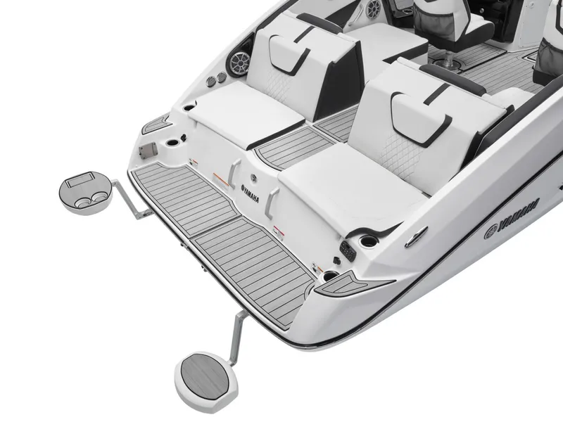 Slide: The Image of Yamaha Boats 222S 2025 with luxurious deck and seating area. - 26