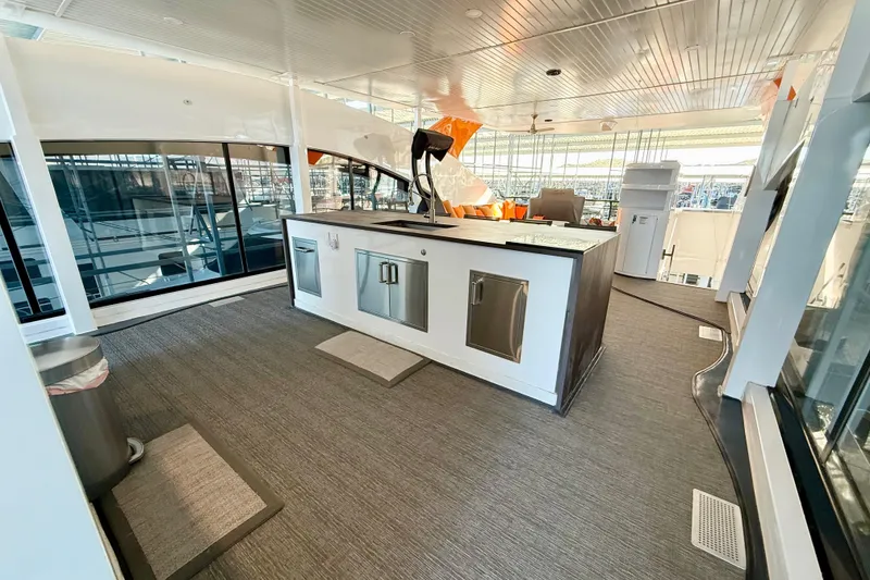 Slide: The Image of Luxurious interior of 2021 BRAVADA YACHTS Atlas V Series 8018 with modern kitchen amenities. - 59