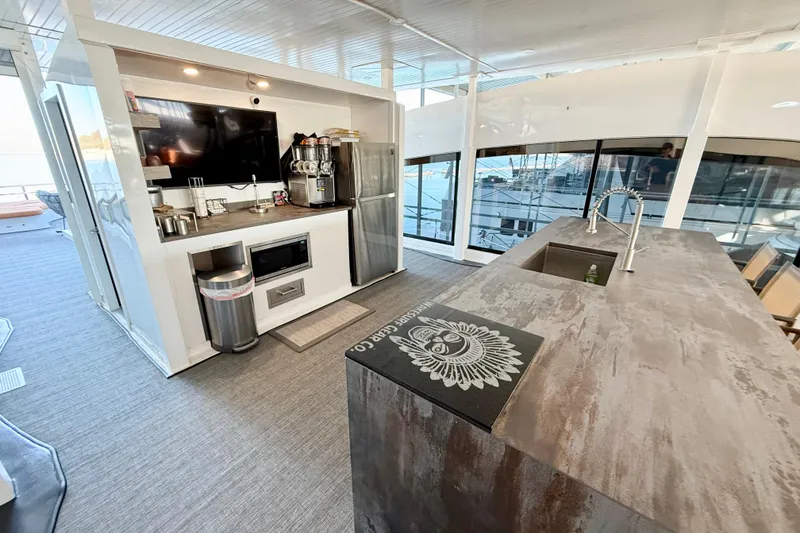 Slide: The Image of Luxurious interior of 2021 BRAVADA YACHTS Atlas V Series 8018 with modern kitchen amenities. - 60