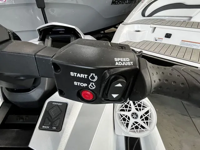 Slide: The Image of Close-up of Yamaha WaveRunner GP SVHO 2026 handle controls. - 8