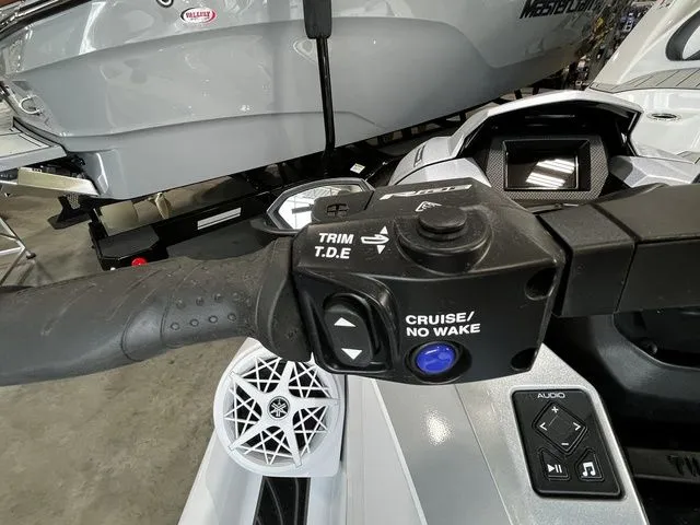 Slide: The Image of Yamaha WaveRunner GP SVHO 2026 controls with trim and cruise options. - 9