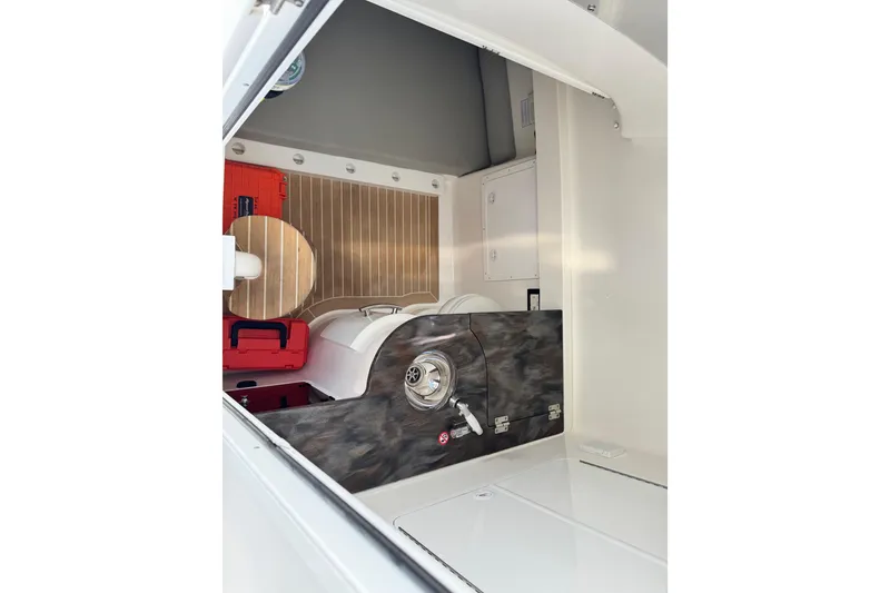 Slide: The Image of Yamaha display showing fuel usage and trip distance on 2022 Regulator 34 boat. - 22