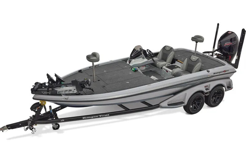 Slide: The Image of 2026 Ranger Z520 boat on trailer, parked outdoors, with clear sky background. - 1
