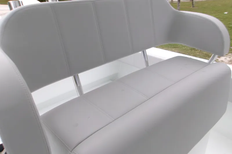 Slide: The Image of 2026 Contender 28 Tournament boat seat with sleek gray upholstery and chrome accents. - 14