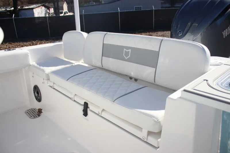 Slide: The Image of 2026 Sea Fox 228 Commander boat interior with cushioned seating and modern design. - 21