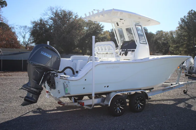 Slide: The Image of 2026 Sea Fox 228 Commander boat with Yamaha engine on trailer. - 5