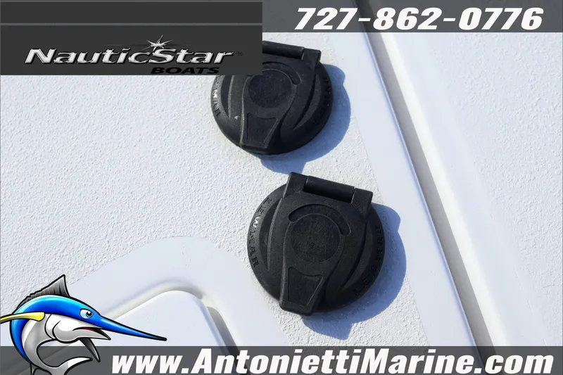 Slide: The Image of 2026 NauticStar 251 Hybrid boat details with contact info and website. - 13