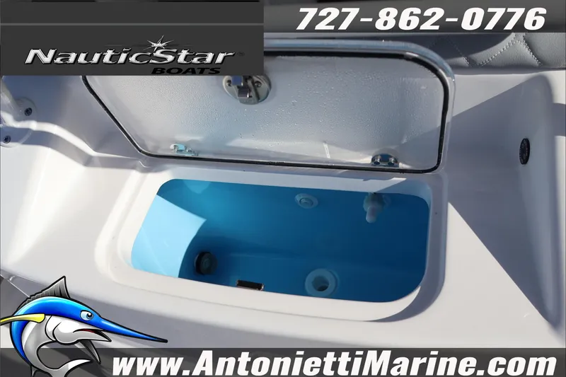 Slide: The Image of 2026 NauticStar 251 Hybrid boat livewell, featuring Antonietti Marine branding and contact information. - 30