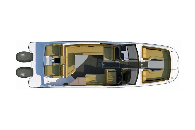 Slide: The Image of Manufacturer Provided Image: Top view of 2019 Sea Ray SDX 290 Outboard boat layout. - 29