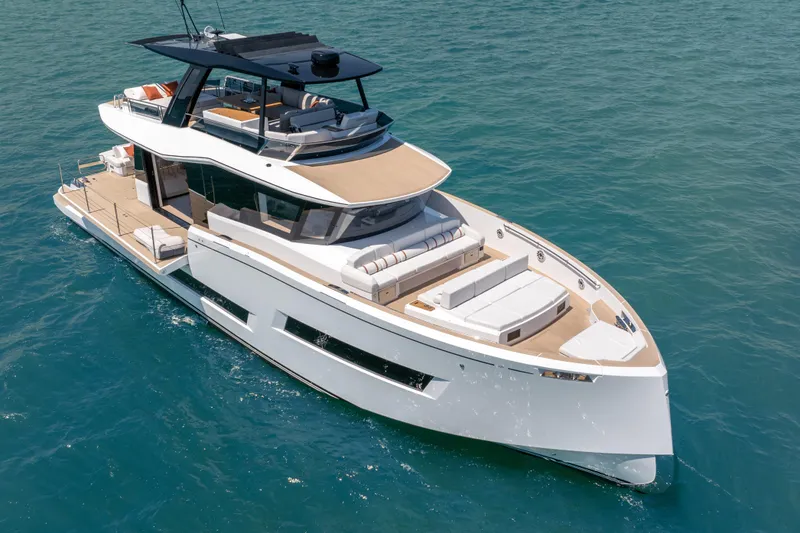 The Image of Luxurious 2027 Pardo Yachts E72 cruising on clear blue waters. - 0