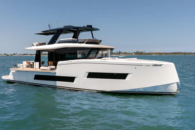 Slide: The Image of Luxury 2027 Pardo Yachts E72 cruising on open water. - 2