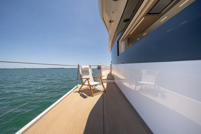 Slide: The Image of Luxury deck view on 2027 Pardo Yachts E72, featuring serene ocean backdrop. - 26