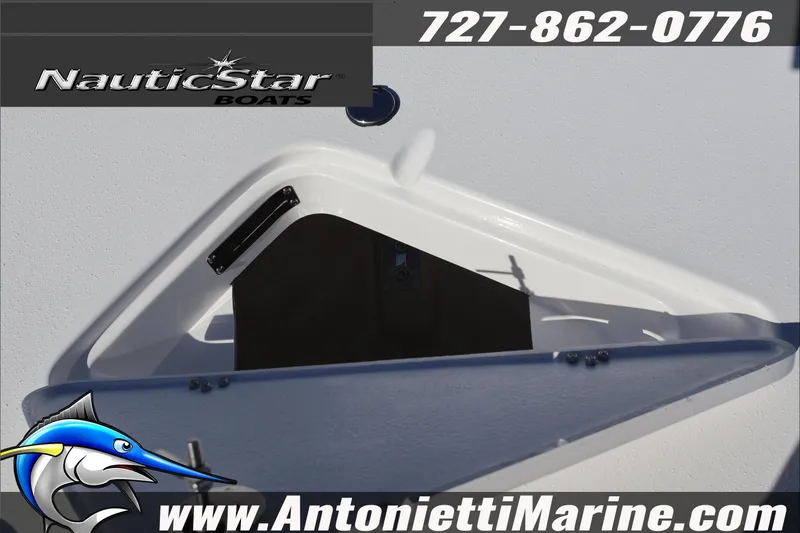 Slide: The Image of 2026 NauticStar 231 Hybrid boat detail with contact info and logo. - 12