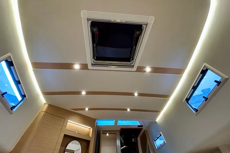 Slide: The Image of Luxurious interior of 2023 Pardo Yachts 43 with modern lighting and windows. - 36