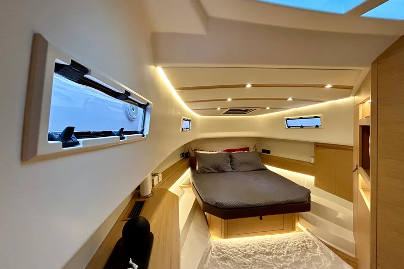 Slide: The Image of Luxurious interior cabin of 2023 Pardo Yachts 43 with modern design and ambient lighting. - 37