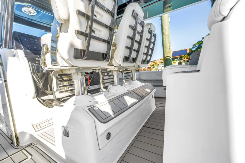 Slide: The Image of 2023 HCB 53 Suenos RXV boat interior with luxurious seating and modern design. - 51