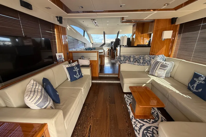 Slide: The Image of Luxurious interior of 2017 Sunseeker Manhattan 65 yacht with elegant seating and decor. - 14