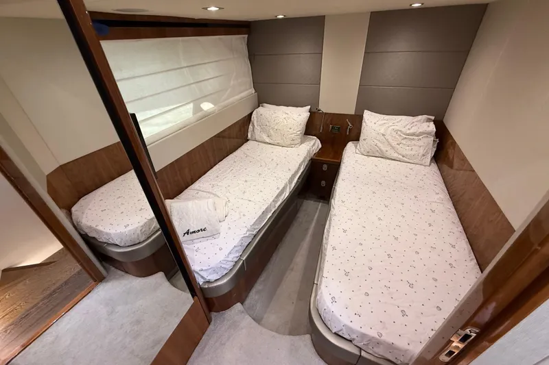Slide: The Image of Luxurious twin cabin interior of 2017 Sunseeker Manhattan 65 yacht. - 16