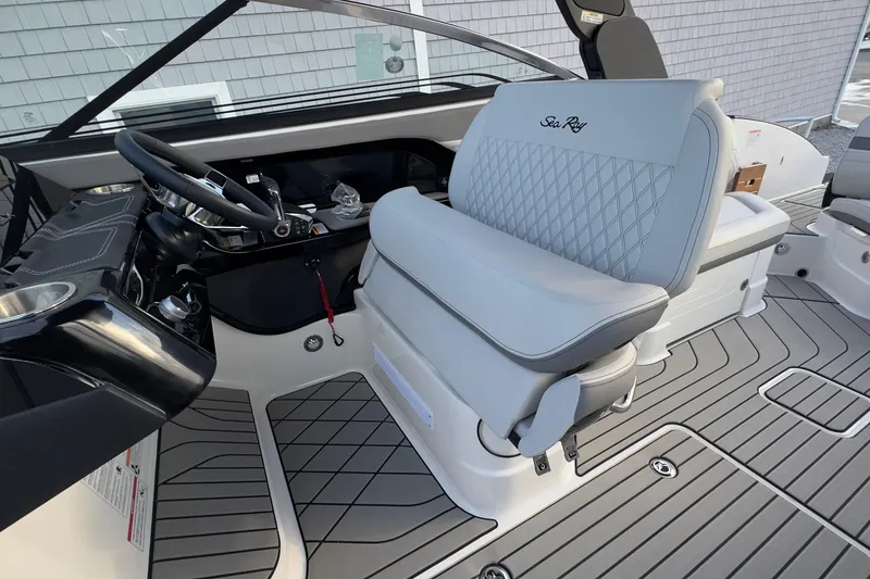 Slide: The Image of Interior of 2026 Sea Ray SLX 280 Outboard with luxurious seating design. - 30