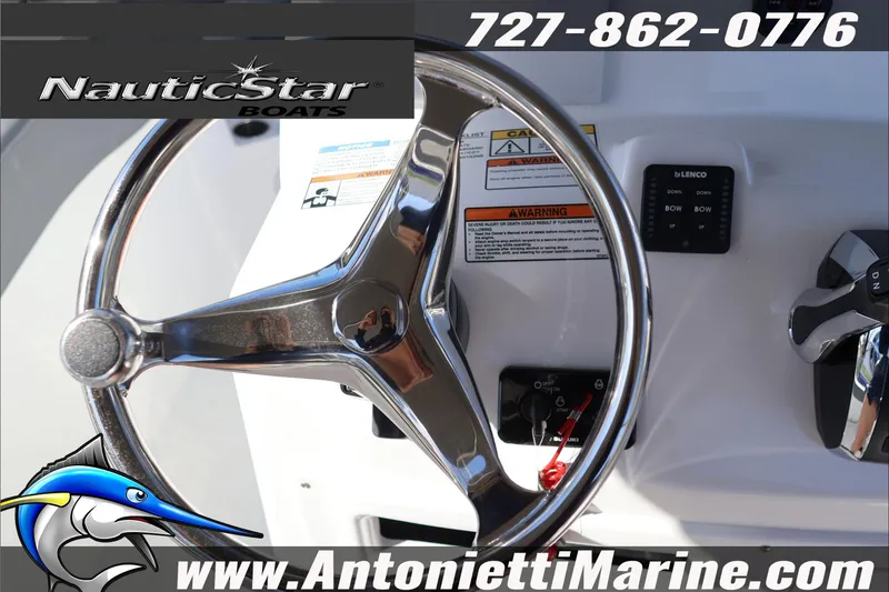 Slide: The Image of Steering wheel of 2026 NauticStar 222 Offshore boat at Antonietti Marine. - 24