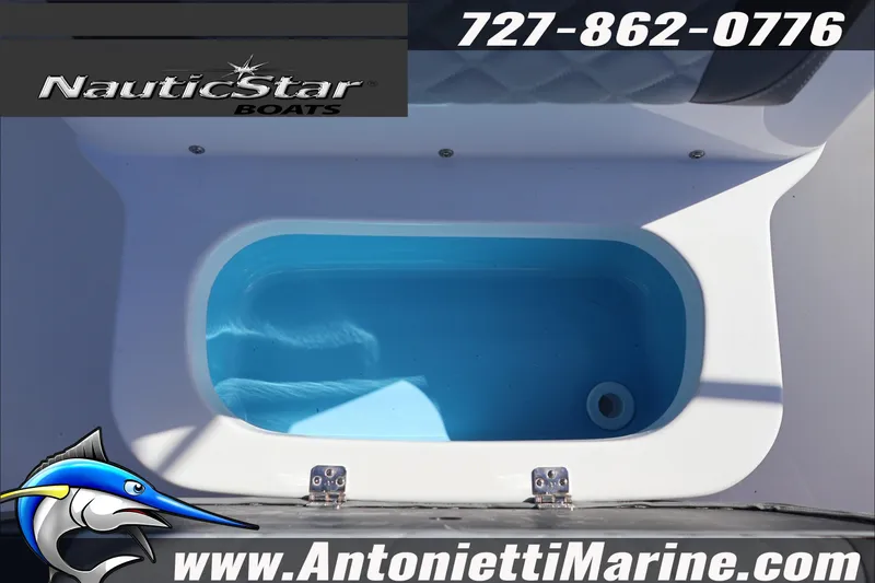 Slide: The Image of 2026 NauticStar 222 Offshore boat interior with livewell, Antonietti Marine branding. - 33