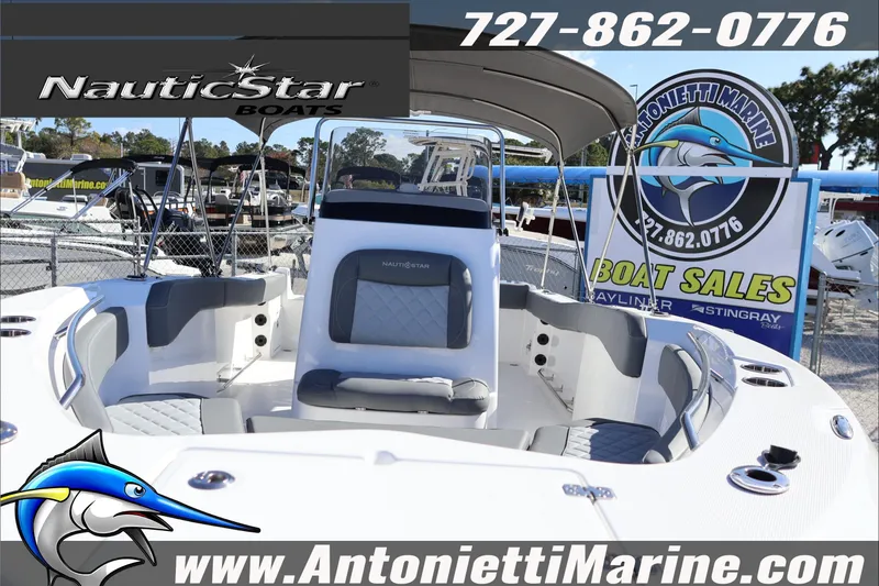 Slide: The Image of 2026 NauticStar 222 Offshore boat displayed at Antonietti Marine sales. - 9