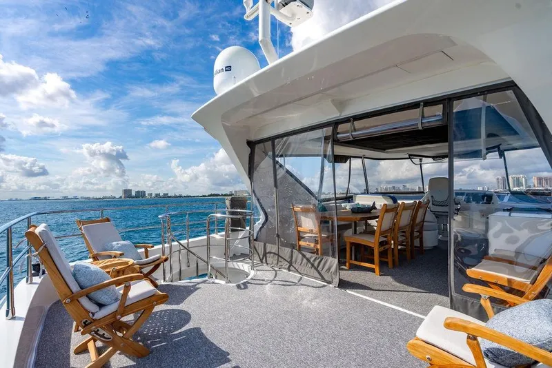 Slide: The Image of Luxurious Lanzarote Ventuno 73 yacht interior with dining area and helm, 2013 model. - 21