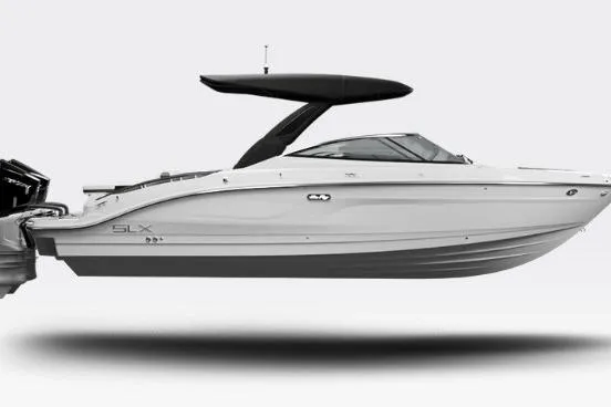 The Image of 2026 Sea Ray SLX 280 Outboard boat, sleek design, side view, black canopy. - 1