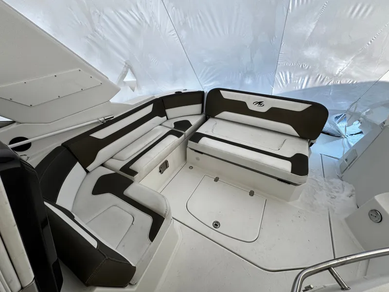 Slide: The Image of Interior of 2016 Monterey 335 Sport Yacht with seating area. - 15