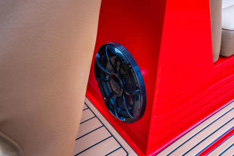 Slide: The Image of 2026 MB B52 23 Classic boat interior with tan leather seat and modern dashboard. - 19