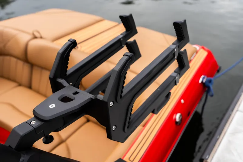 Slide: The Image of Rearview mirror of 2026 MB B52 23 Classic boat reflecting marina scene. - 33