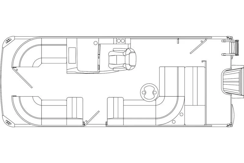 Slide: The Image of Floor plan of 2026 Premier 210 Sunsation RE XSD pontoon boat, featuring seating and helm layout. - 3