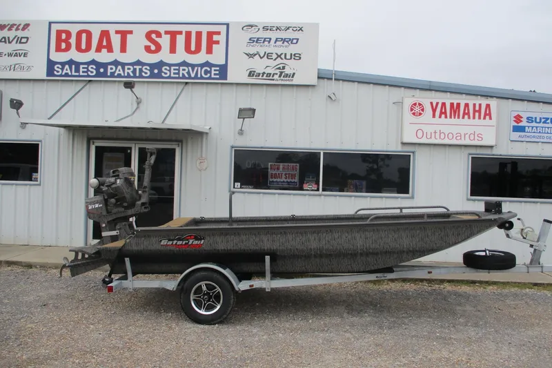 The Image of 2026 Gator Tail 1750 SAVAGE MIDDECK boat on trailer outside dealership. - 0