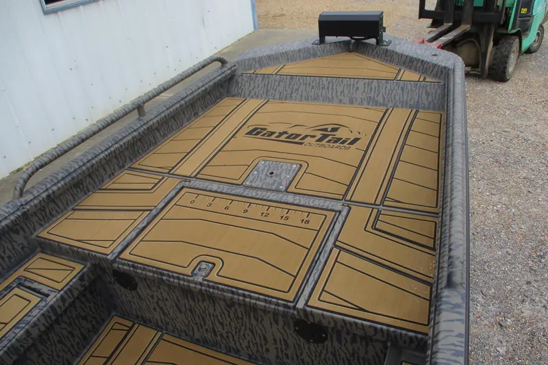 Slide: The Image of 2026 Gator Tail 1750 SAVAGE MIDDECK boat with custom deck design. - 2