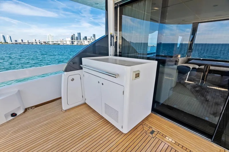 Slide: The Image of Azimut Fly 78 yacht deck with ocean view, modern design, 2021 model. - 24