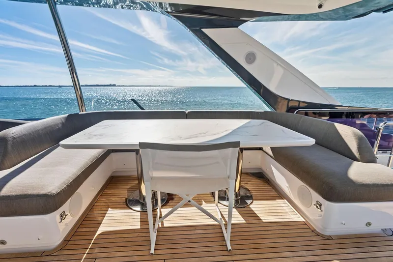 Slide: The Image of Luxury seating area on 2021 Azimut Fly 78 yacht with ocean view. - 29